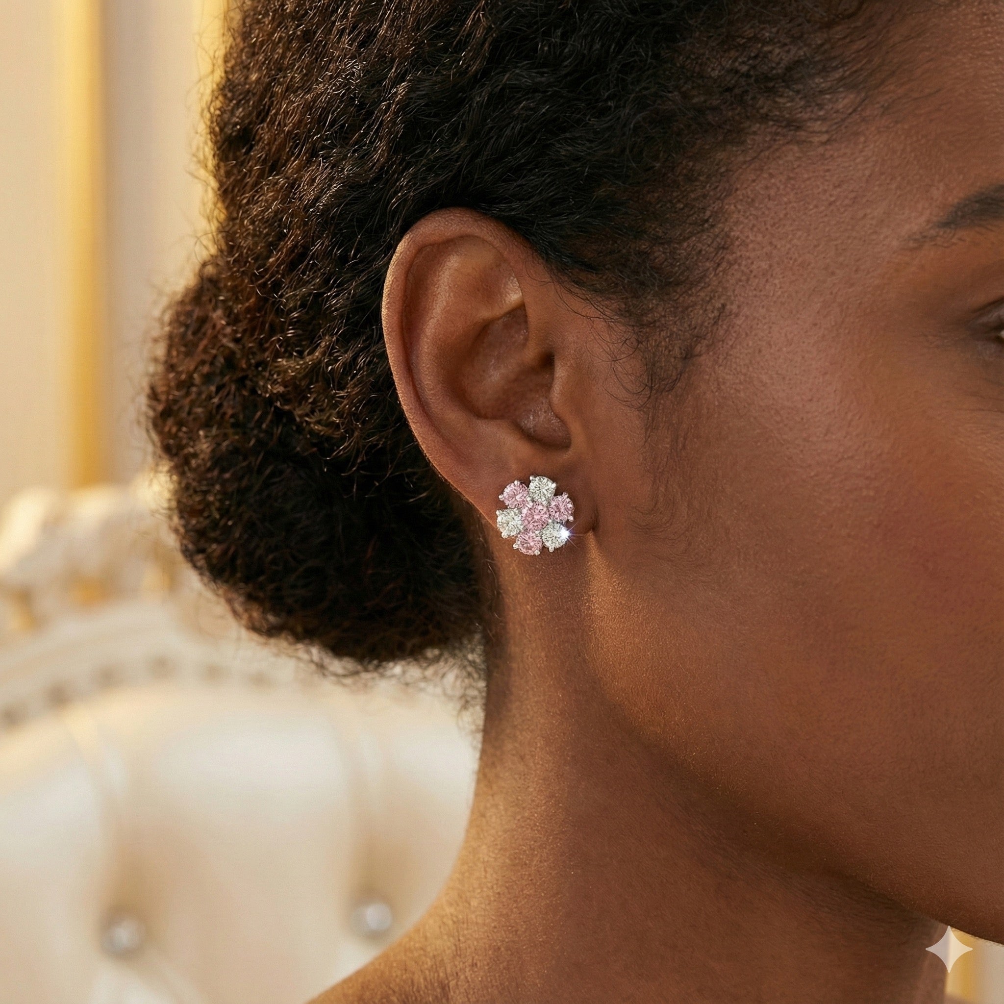 Pink Petal Diamond Earrings