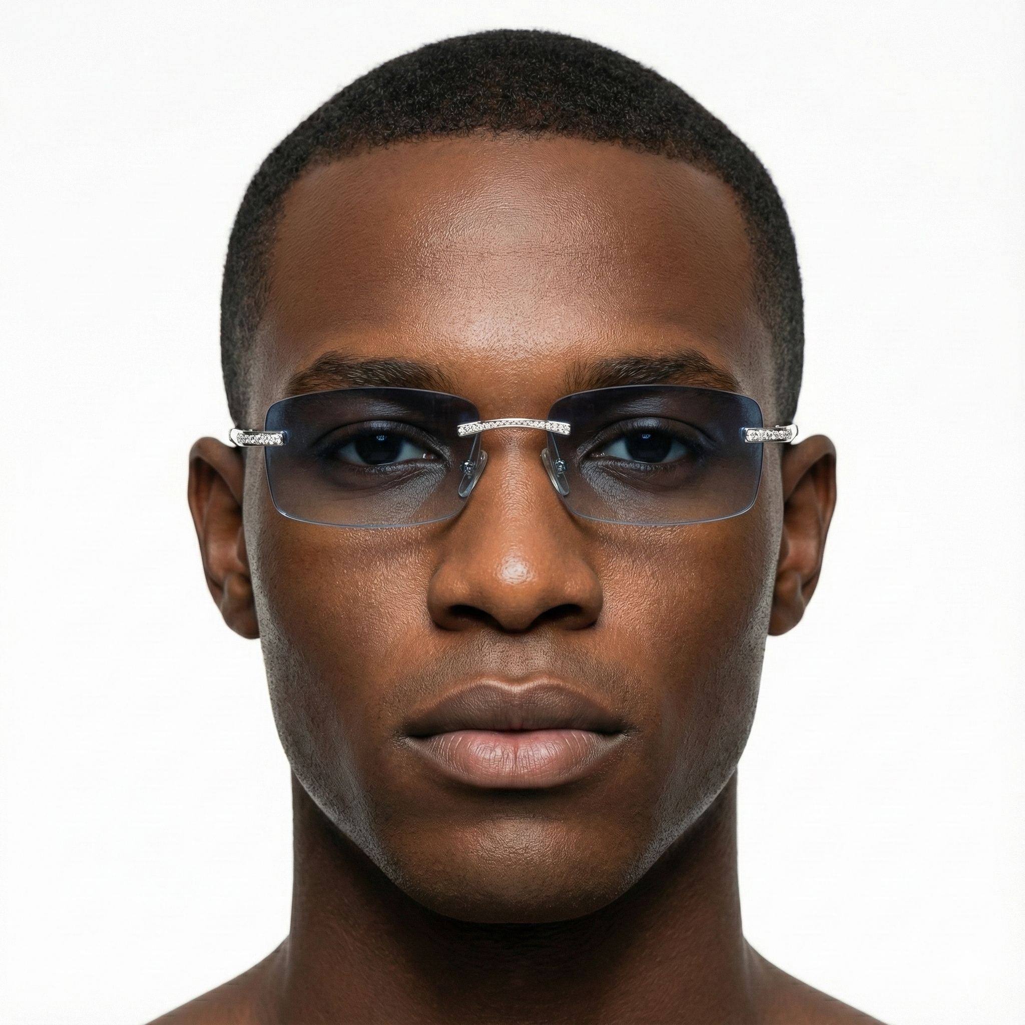 Cartier Rimless Diamond-Set Rectangular Sunglasses