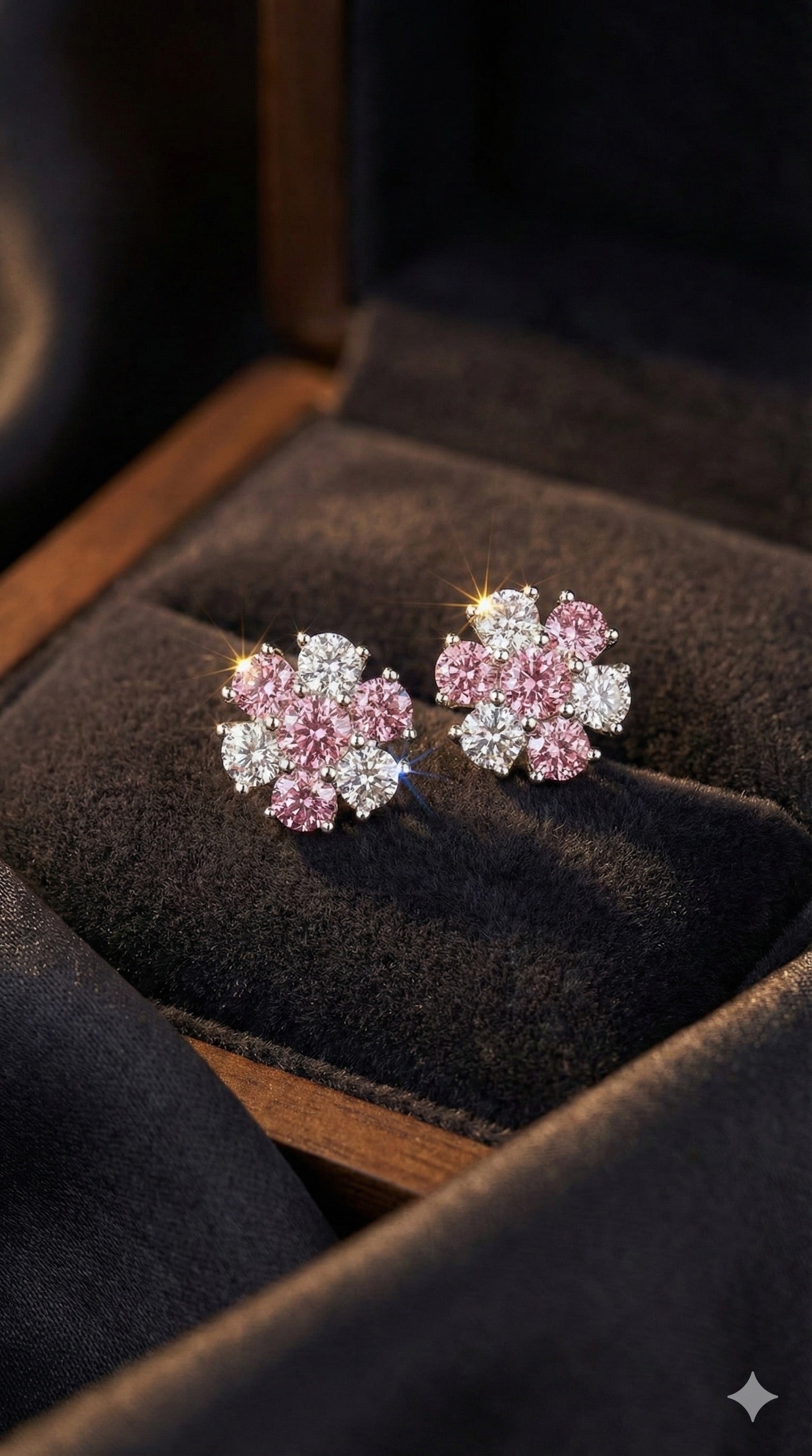 Pink Petal Diamond Earrings