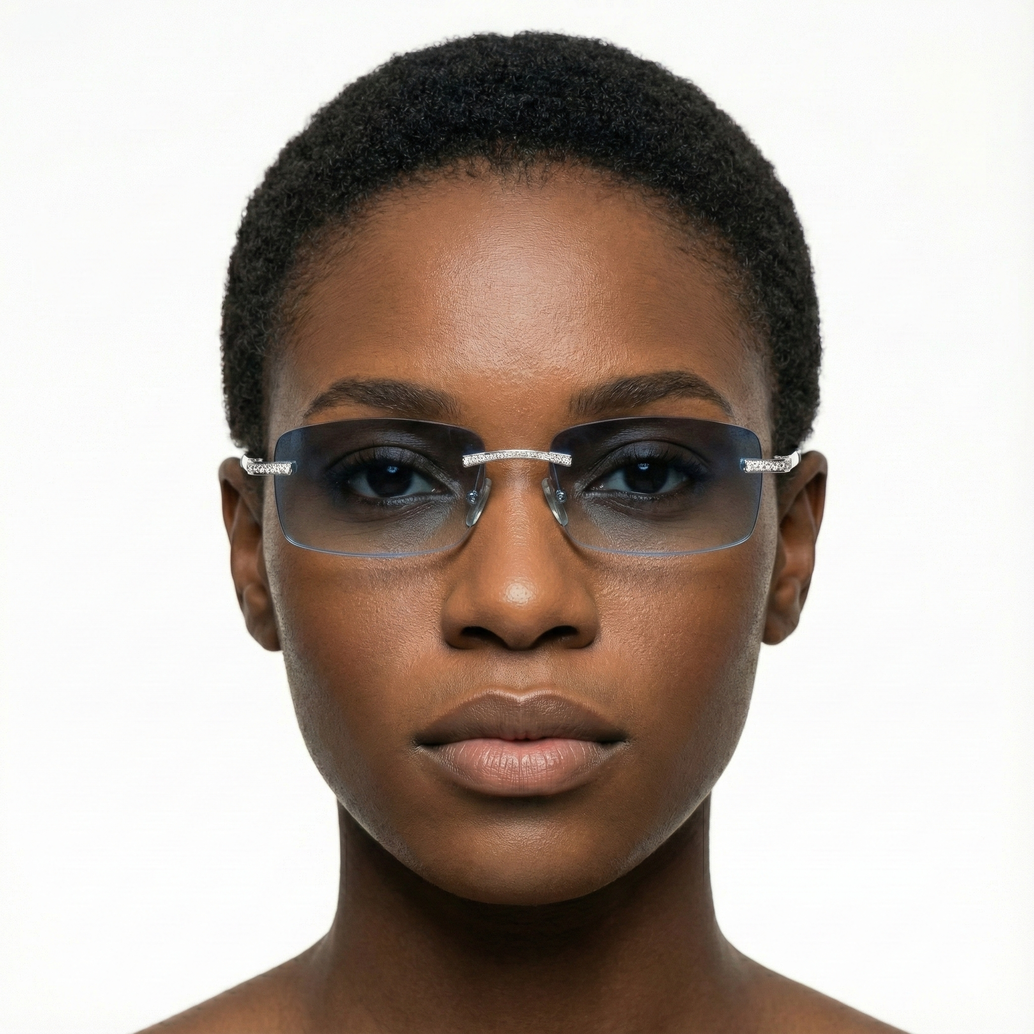 Cartier Rimless Diamond-Set Rectangular Sunglasses