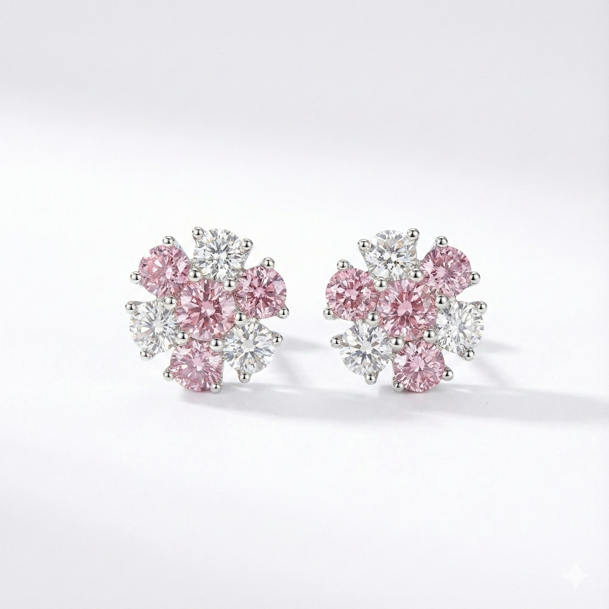 Pink Petal Diamond Earrings