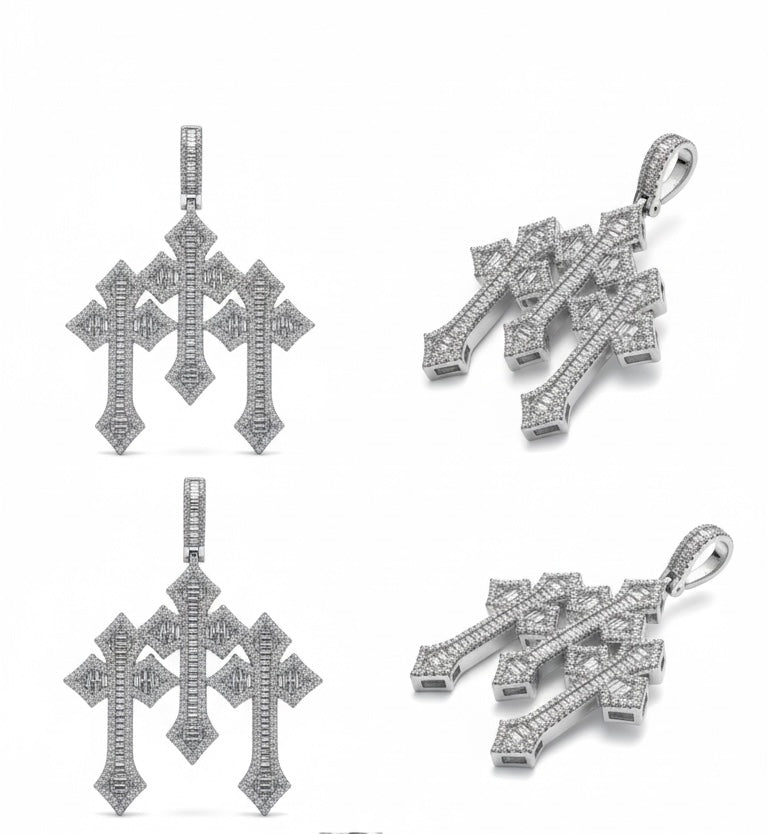 3 in 1 Cross Pendant with 6mm tennis chain