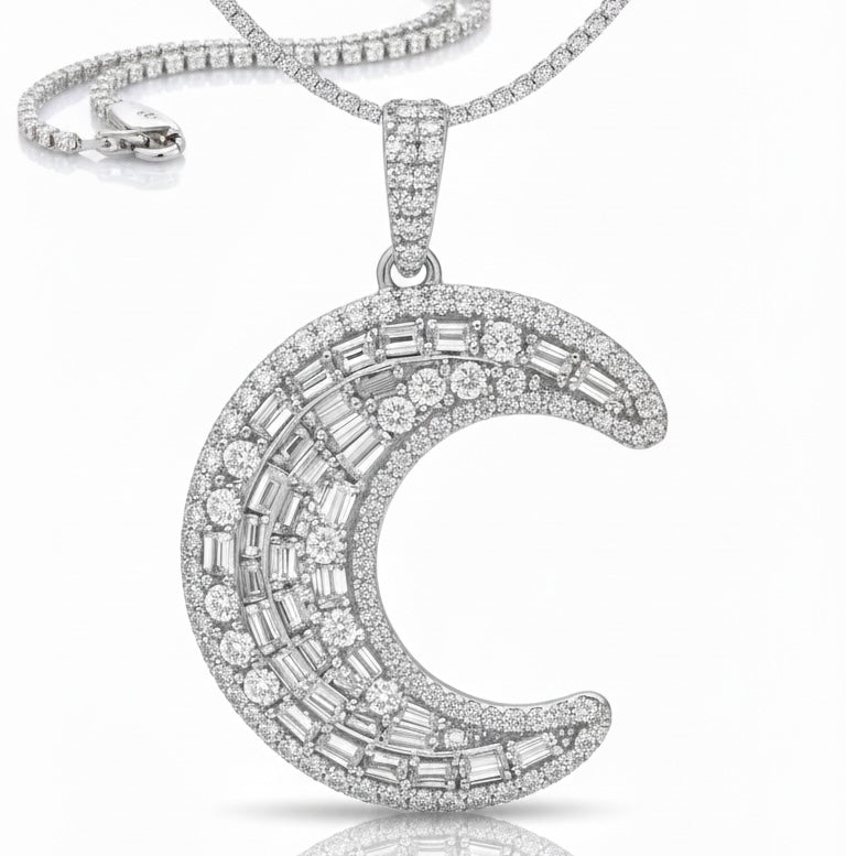 Dream Moon pendant with 2mm tennis chain