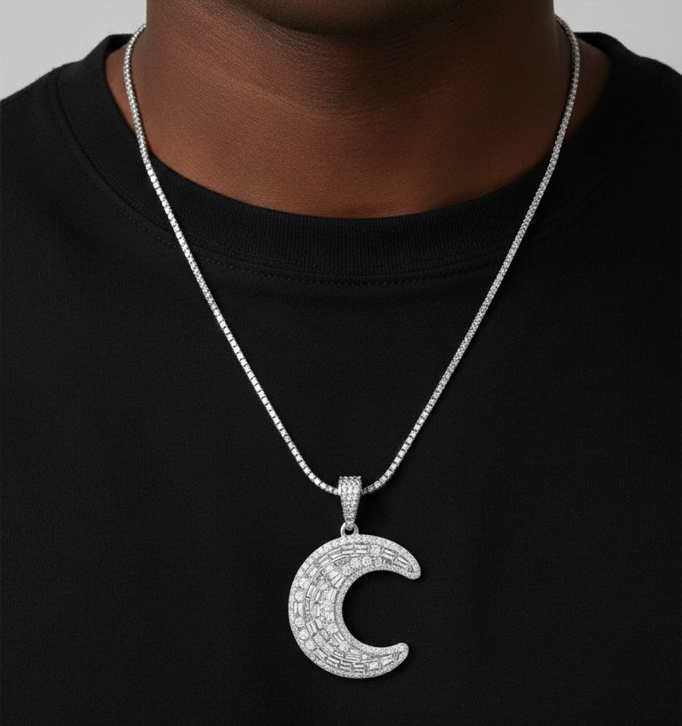 Dream Moon pendant with 2mm tennis chain