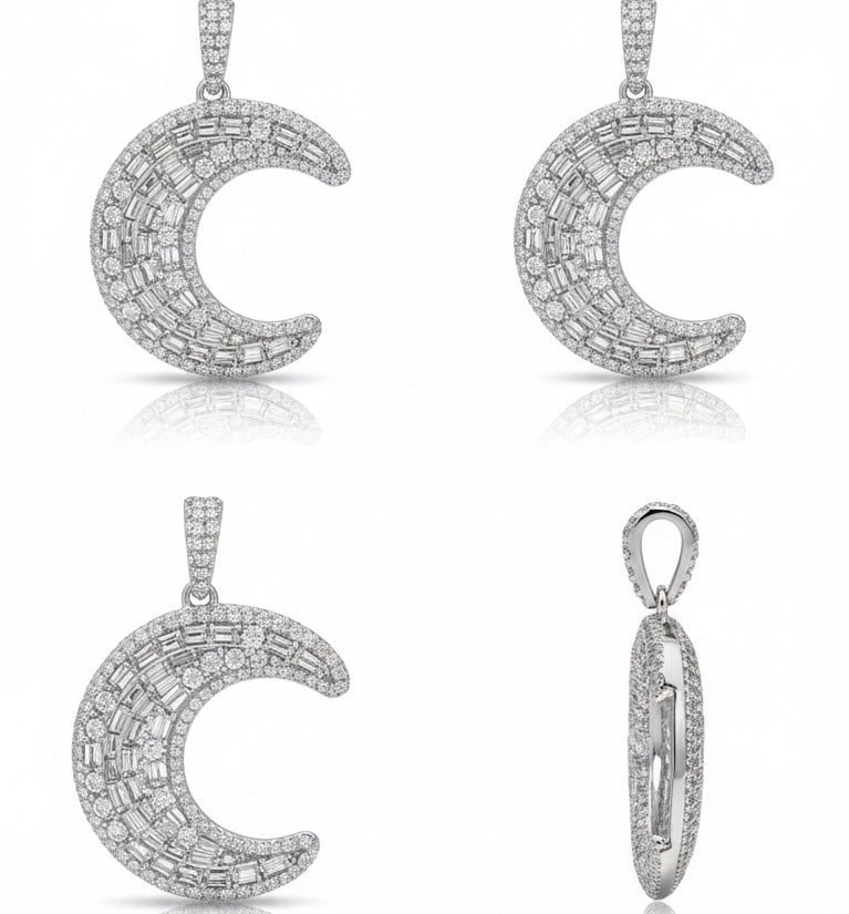 Dream Moon pendant with 2mm tennis chain