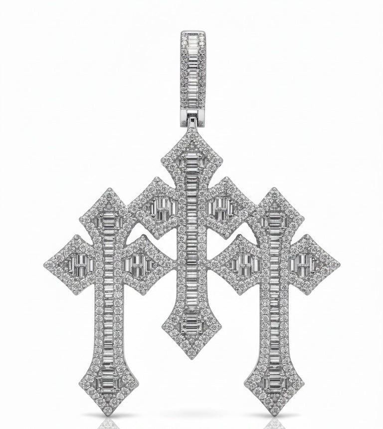 3 in 1 Cross Pendant with 6mm tennis chain