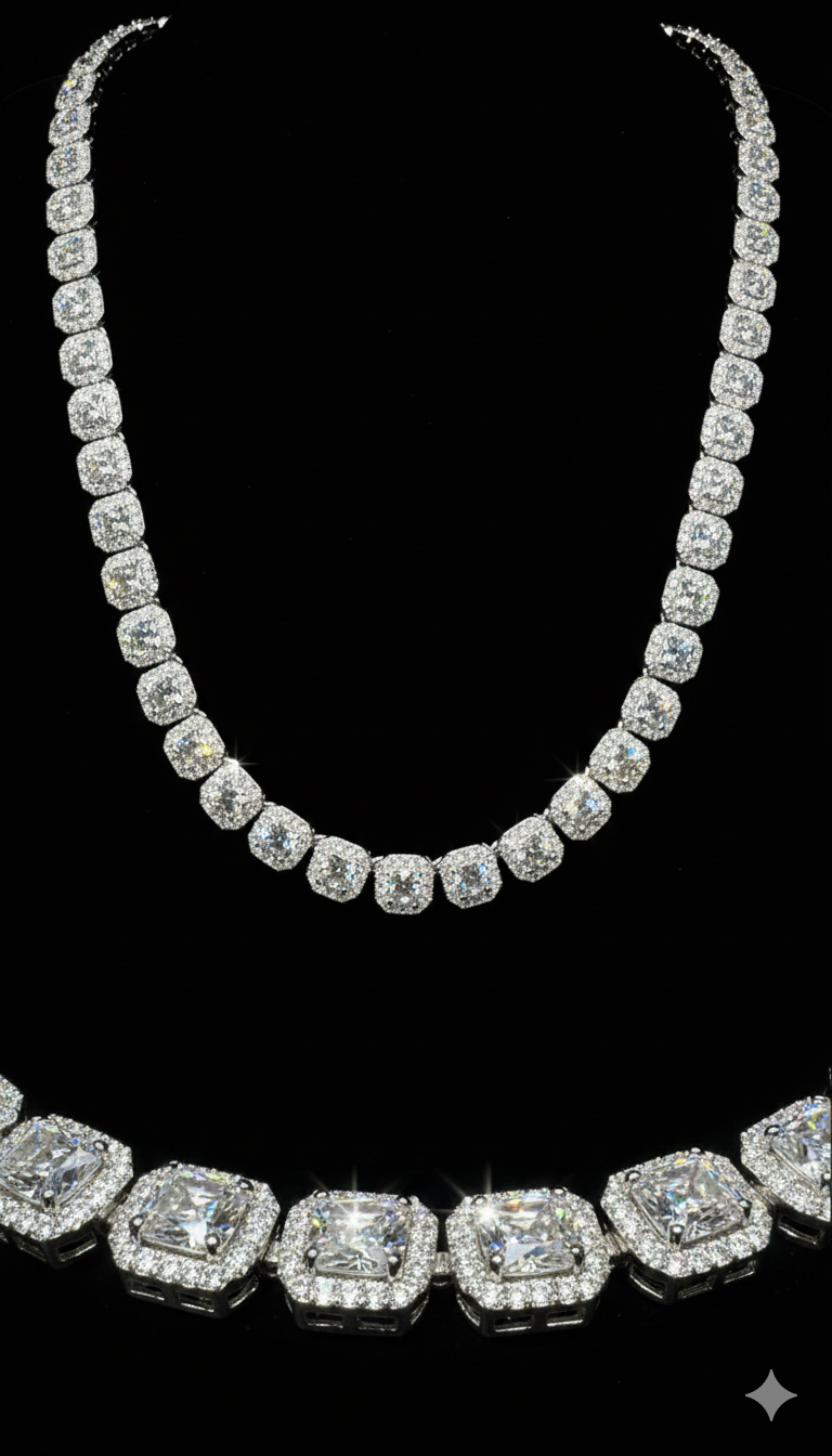 Tennis Cluster Necklace